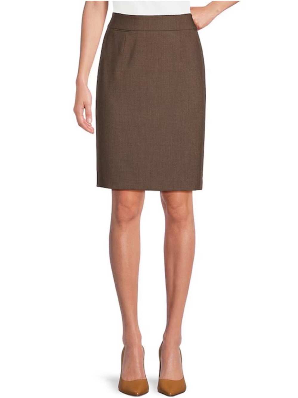 Calvin Klein Brown Heather Taupe Tailored Pencil Skirt